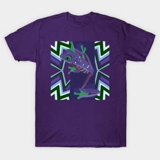 Purple Tree Frog Design T-Shirt